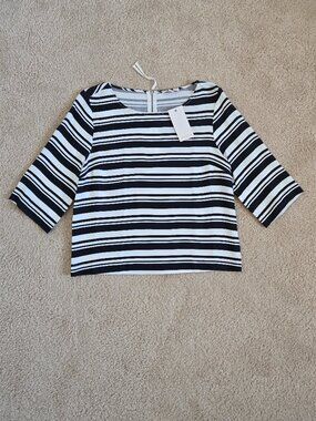 Ella Moss Black/ white striped blouse top